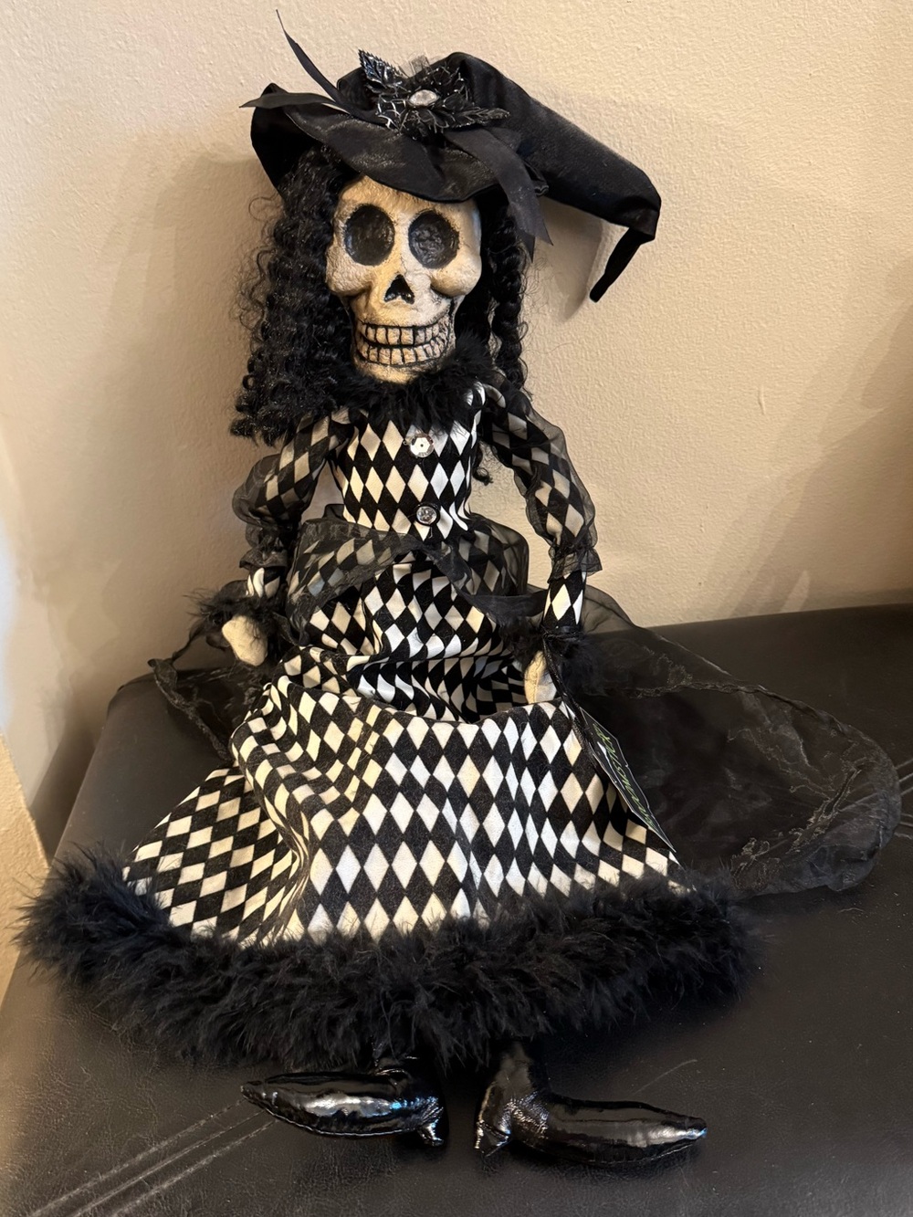 NWT Halloween Harlequin Skeleton Doll